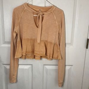FREE PEOPLE Sweet Jane Pullover Top Sweatshirt size XS OB910894 peach color